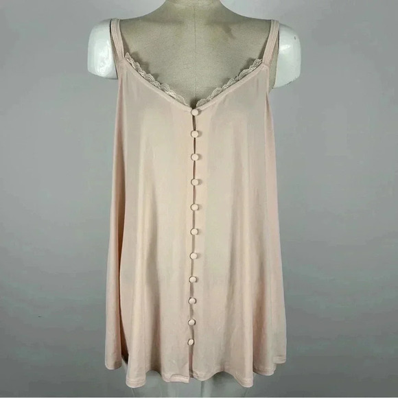 Torrid Pink Lace Trim Button Front Top - Picture 1 of 8
